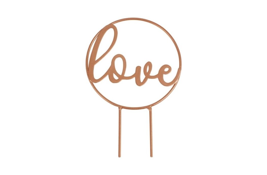 Taarttopper Love - koper metaal