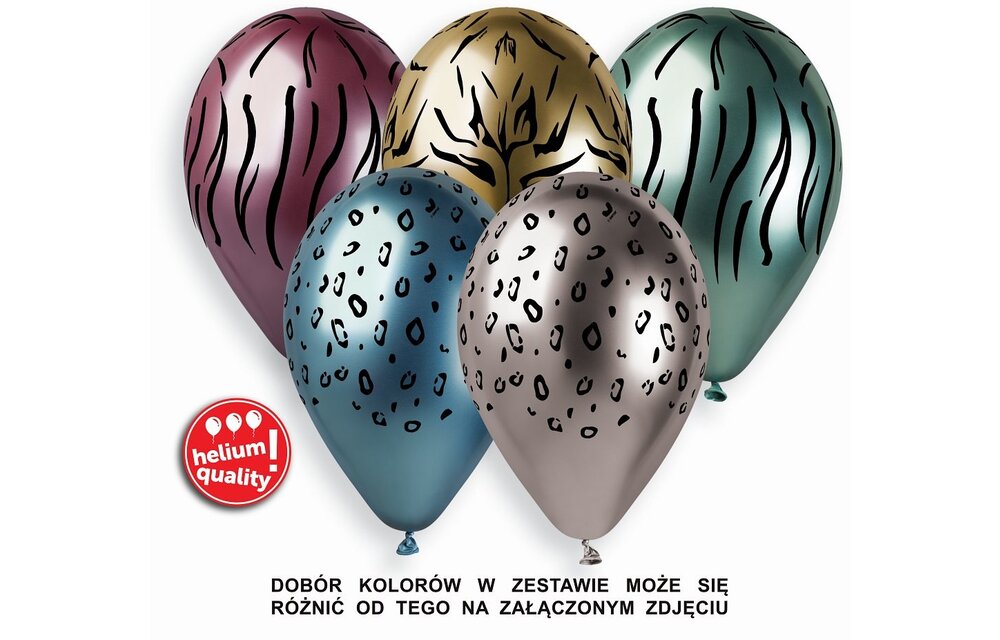 African Animals dierenprint ballonnen metallic - 5 stuks