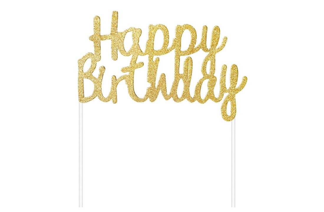 Taarttopper Happy Birthday goud