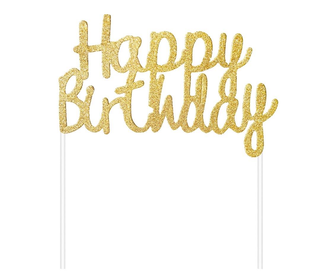 Taarttopper Happy Birthday goud