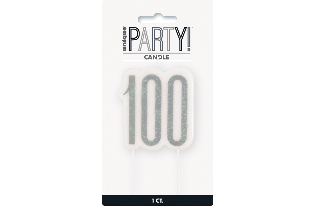Kaars 100 jaar - glitter zilver