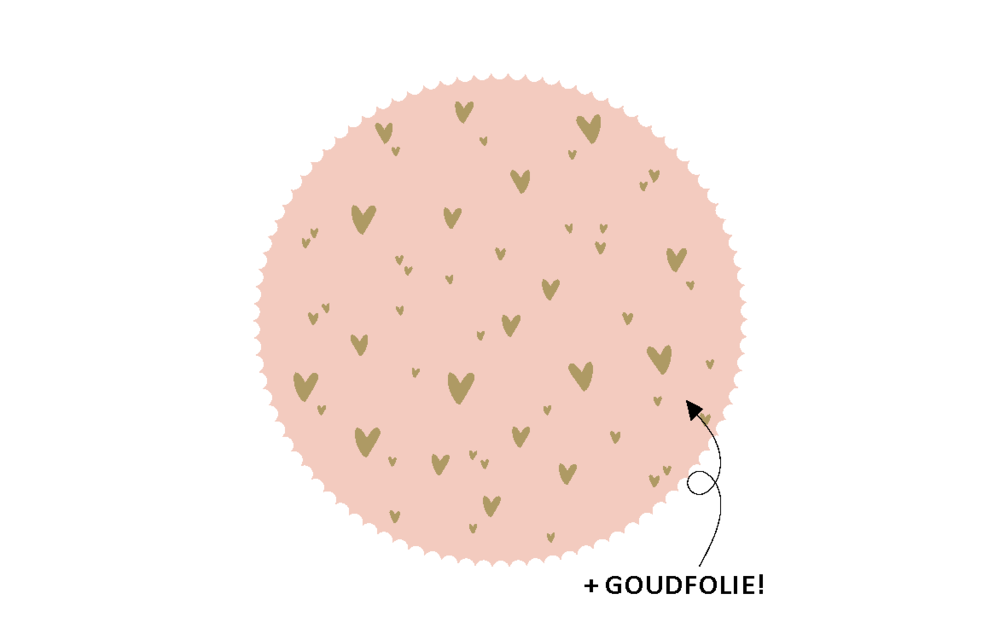 Stickers - Zegelrond hartjes roze-goud - 20 stuks