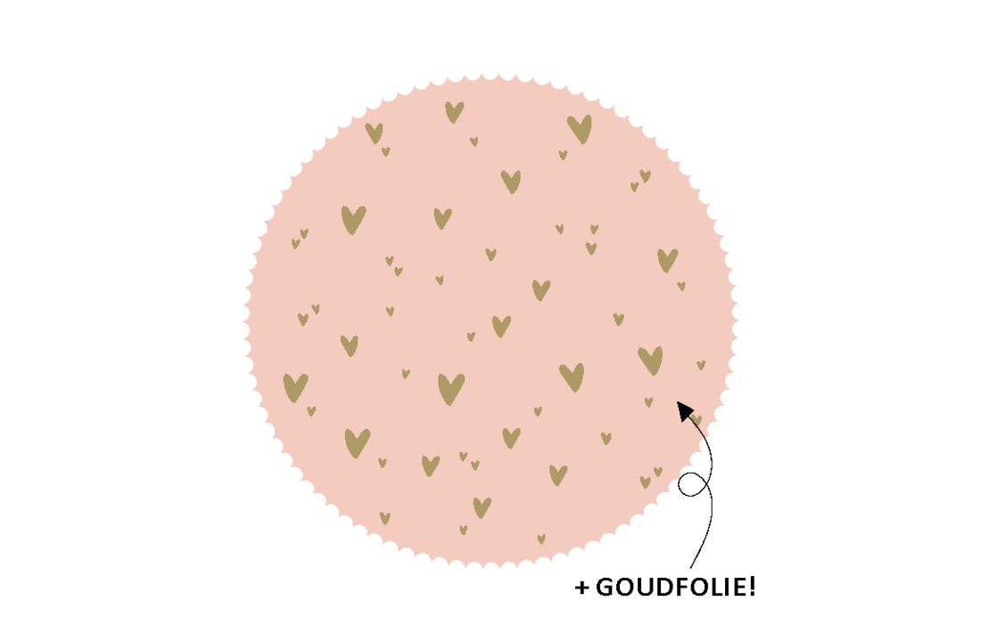 Stickers - Zegelrond hartjes roze-goud - 20 stuks