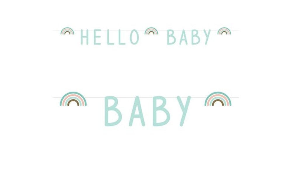 Letterslinger 'Hello baby' regenboog