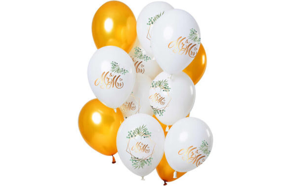 Ballonnen Bruiloft 'Mr & Mrs' - 12 stuks