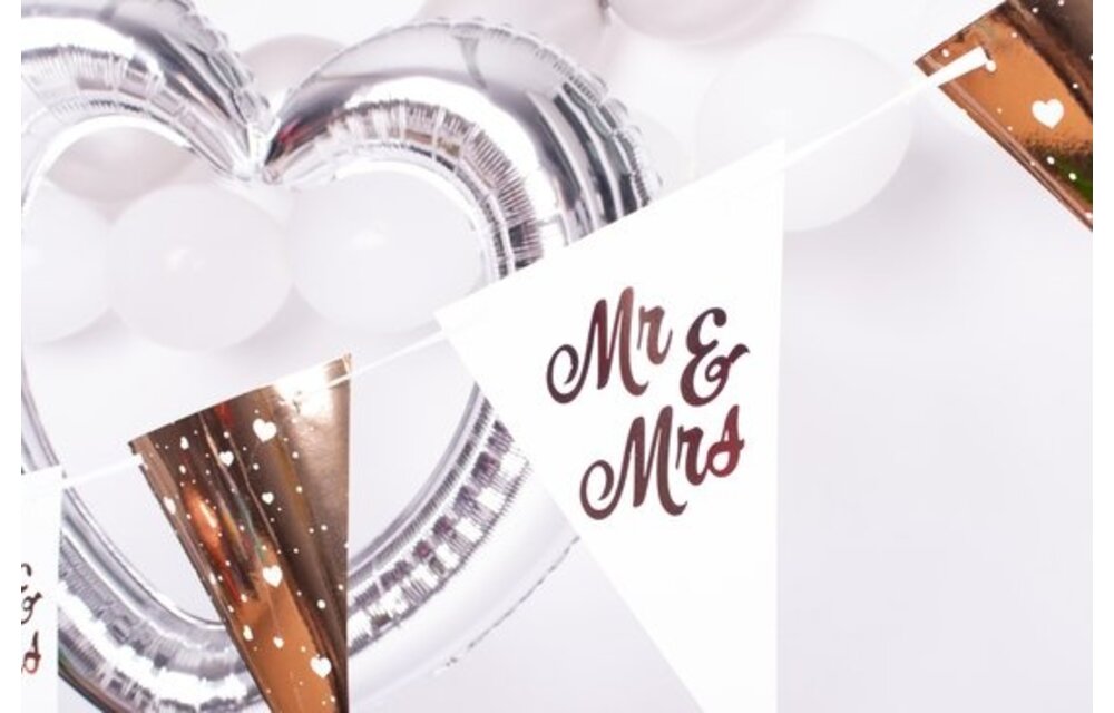 Bruiloft Rosé Goud Vlaggenlijn Mr & Mrs - 6 meter