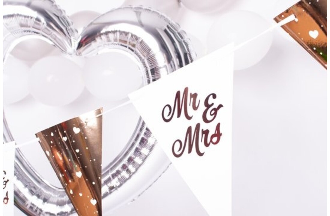 Bruiloft Rosé Goud Vlaggenlijn Mr & Mrs - 6 meter