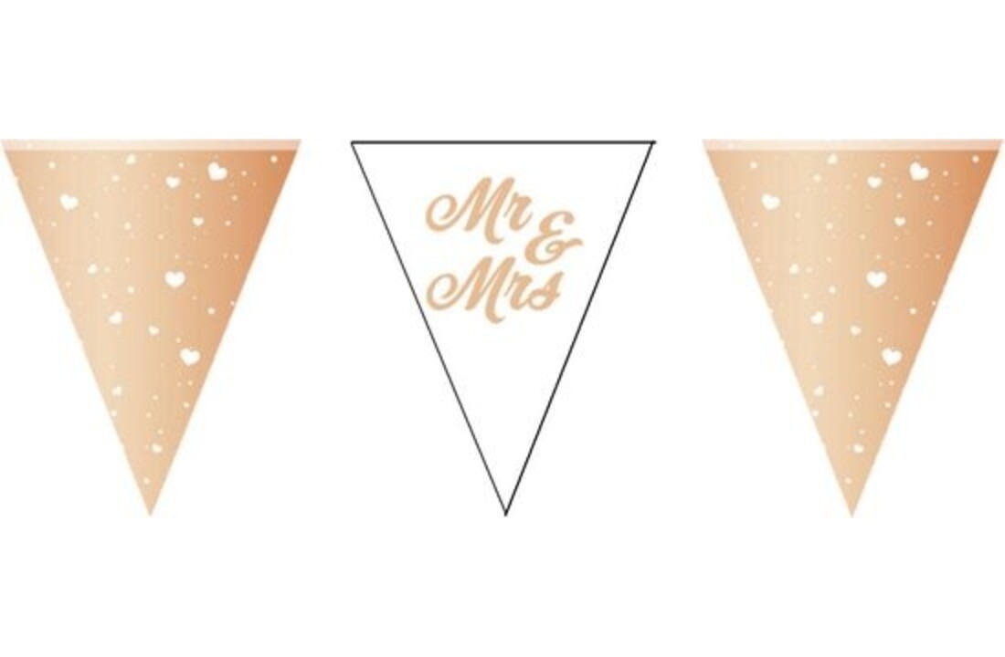 Bruiloft Rosé Goud Vlaggenlijn Mr & Mrs - 6 meter
