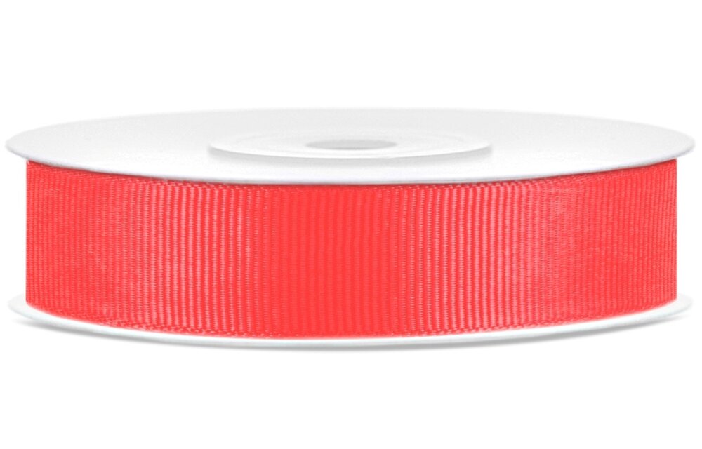 Rood oranje lint - 1,5 cm breed - 25 meter lang