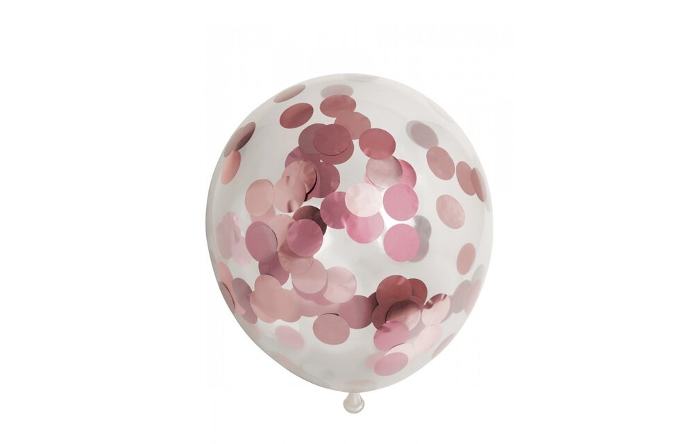 Confettiballonnen rose goud - 6 stuks
