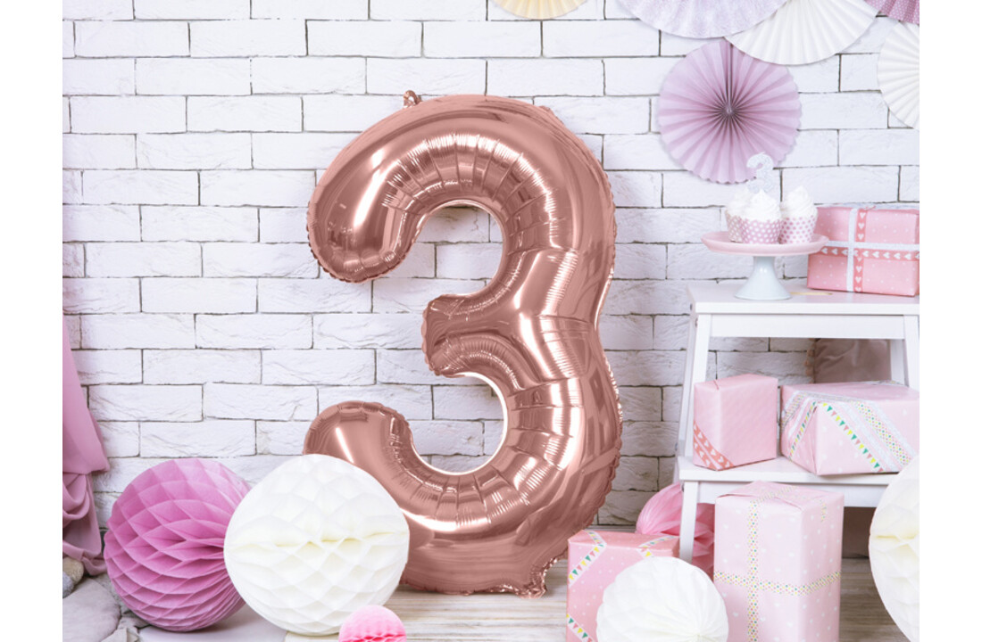 Cijfer folieballon 0 t/m 9 - kies je nummer - rose goud