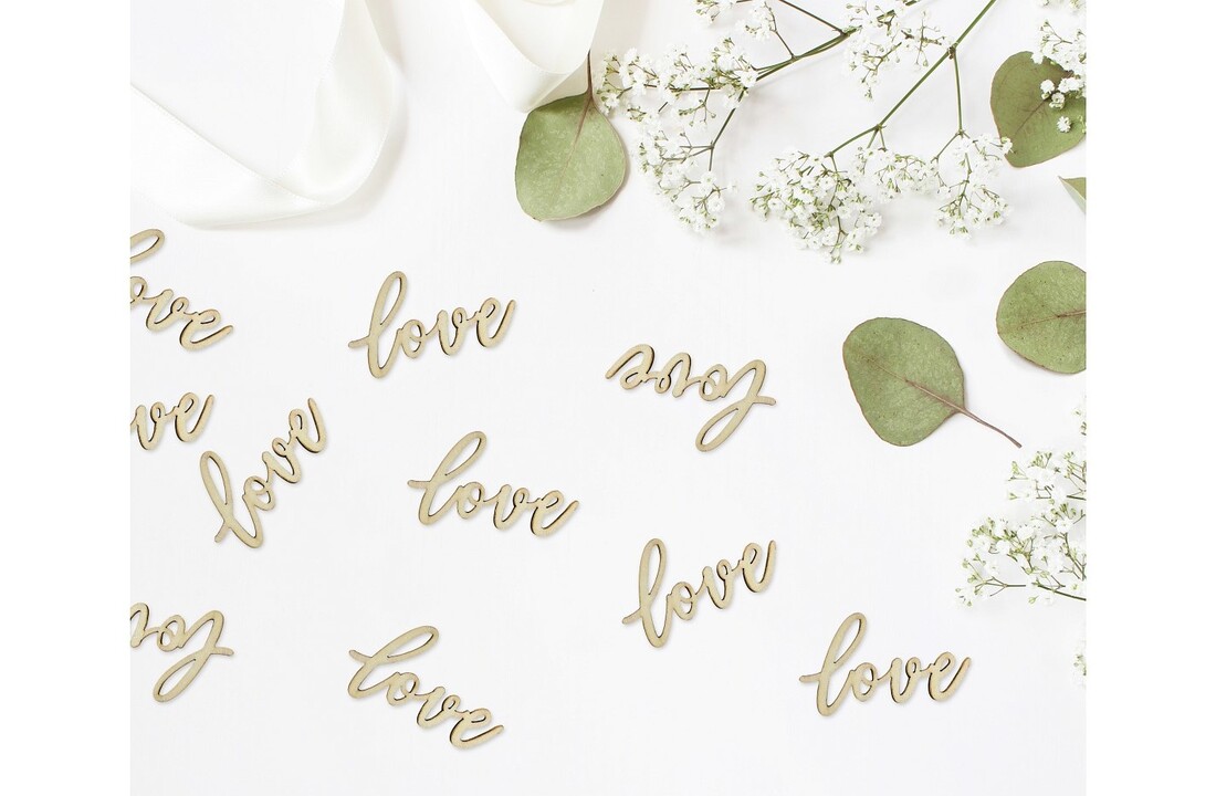Houten confetti - Love - 18stuks
