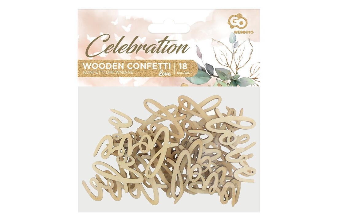 Houten confetti - Love - 18stuks