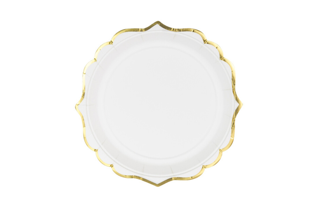 Borden wit met gouden randje - 18,5 cm 6 stuks