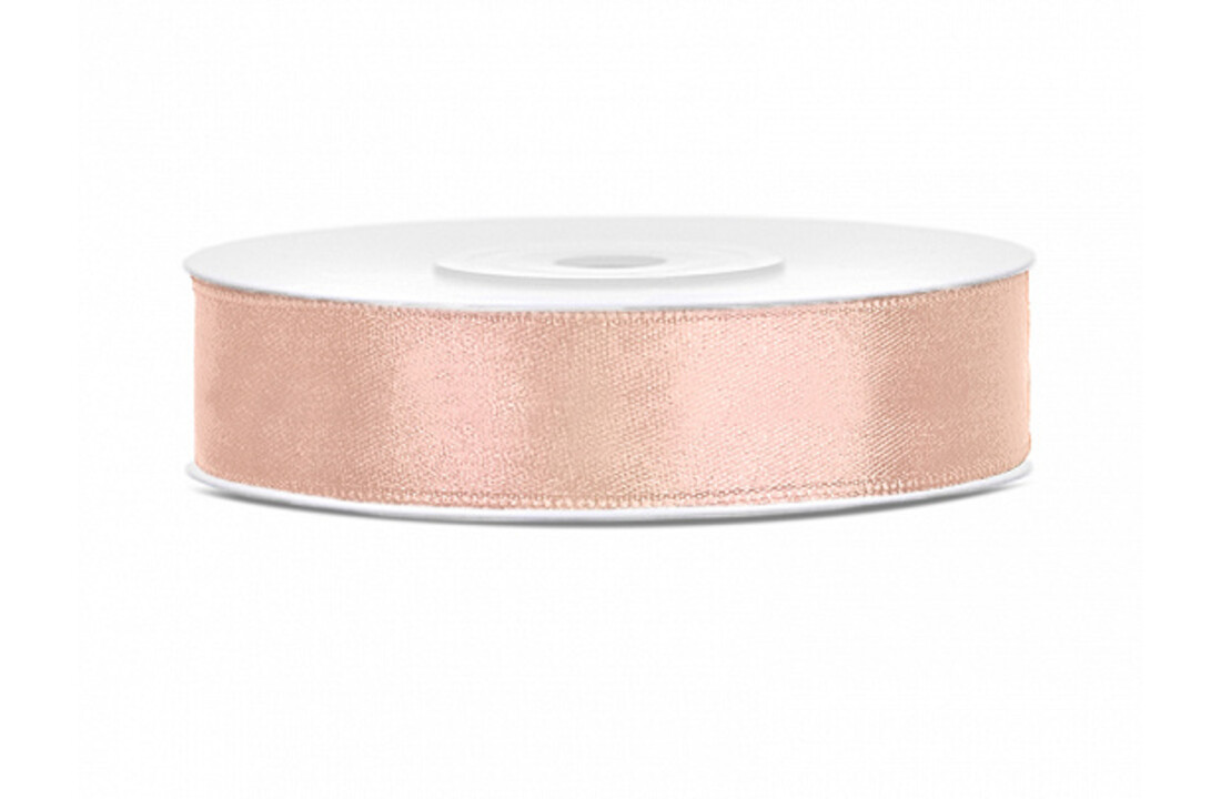 Satijnen lint licht perzik 12mm breed- 25m lang
