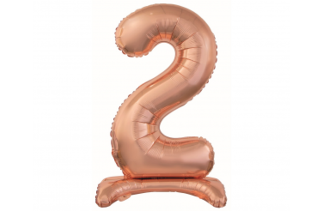 Cijferballon XL Rose goud met standaard - 76 cm
