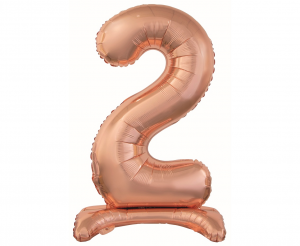 Cijferballon XL Rose goud met standaard - 76 cm