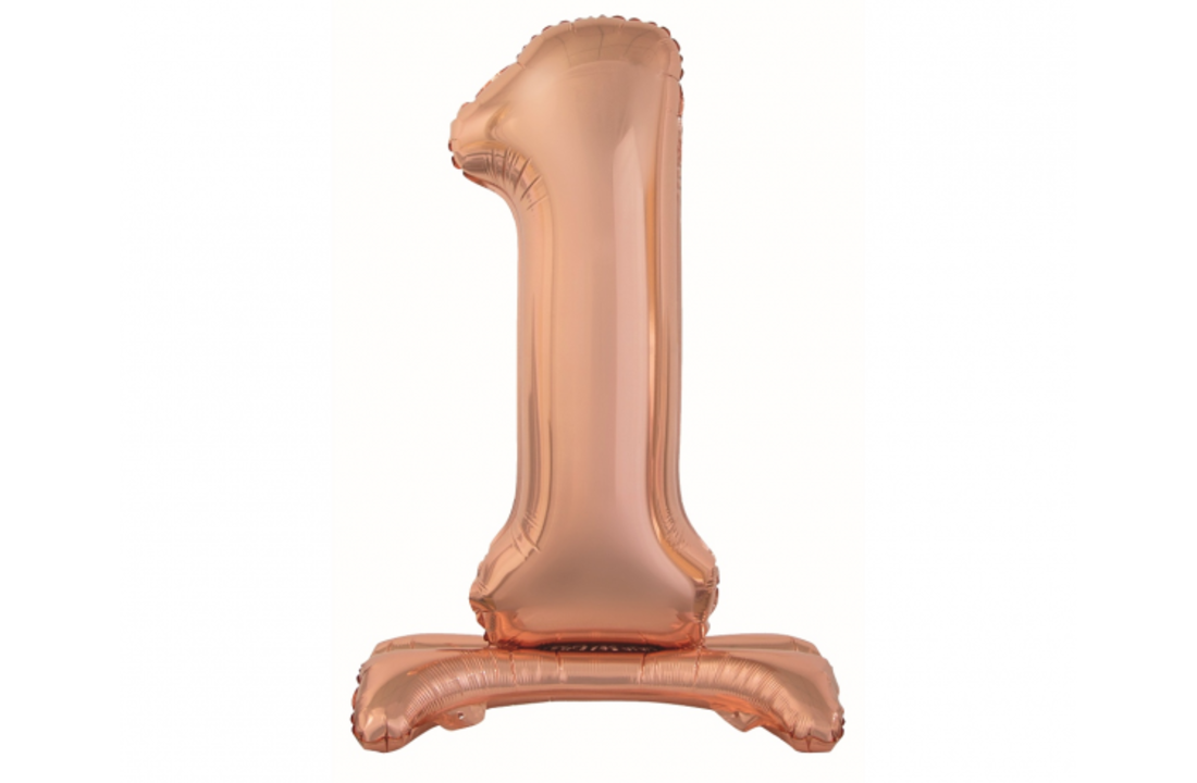 Cijferballon XL Rose goud met standaard - 76 cm