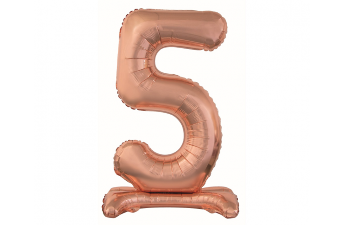 Cijferballon XL Rose goud met standaard - 76 cm