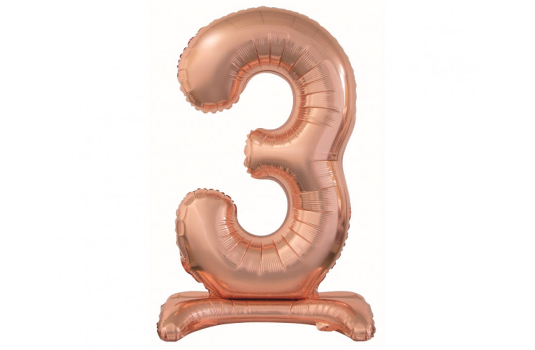 Cijferballon XL Rose goud met standaard - 76 cm