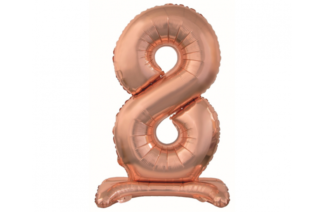 Cijferballon XL Rose goud met standaard - 76 cm