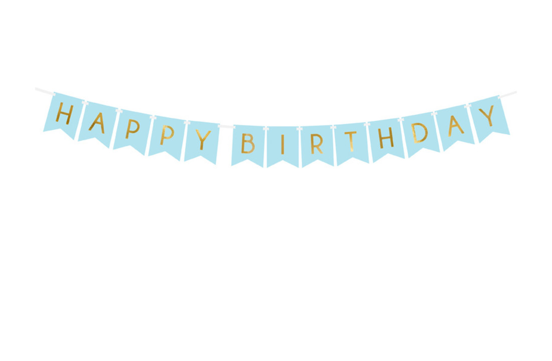 Banner slinger Happy Birthday - Blauw