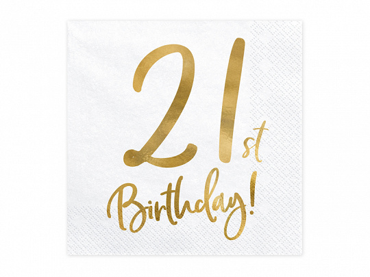 Servetten - 21st birthday - Goud - 20stuks