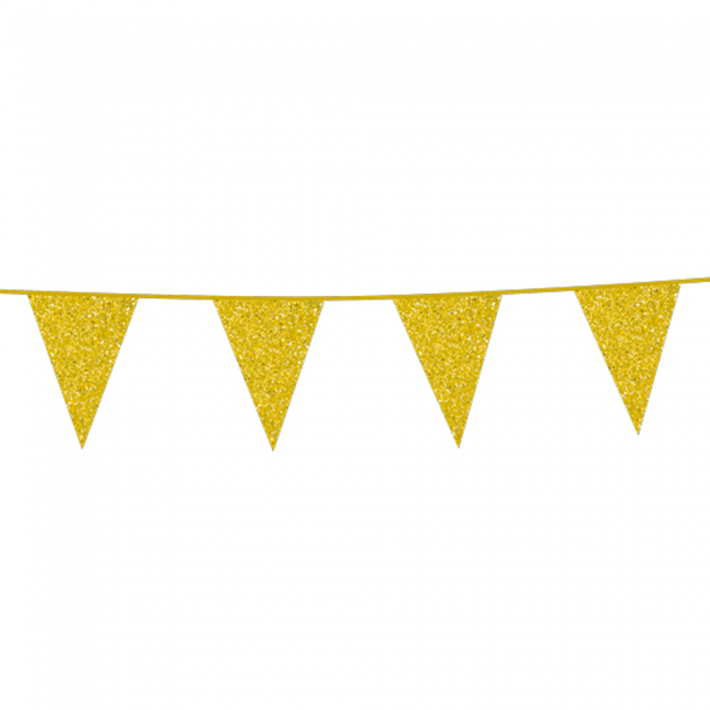 Glitter vlaggenlijn goud - 6 meter