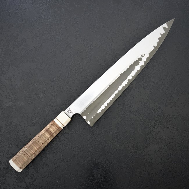 66# 25er Gyuto mit Hohlkehle und Griff aus Birkenrinde