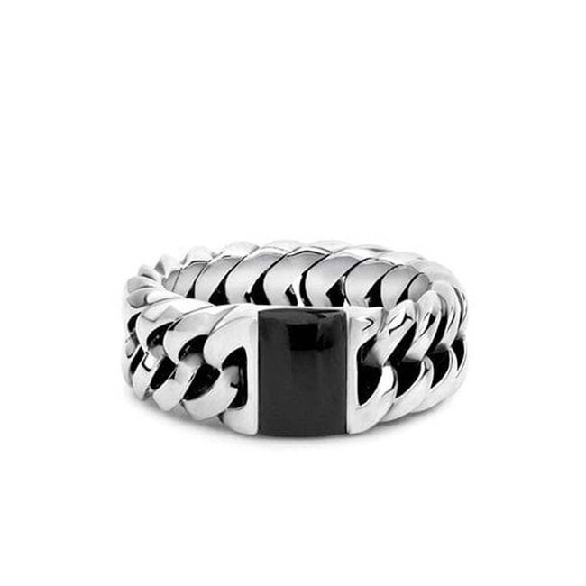 Buddha to Buddha Buddha to Buddha Ring 603ON 19 Chain Stone Onyx Zilver Maat 19