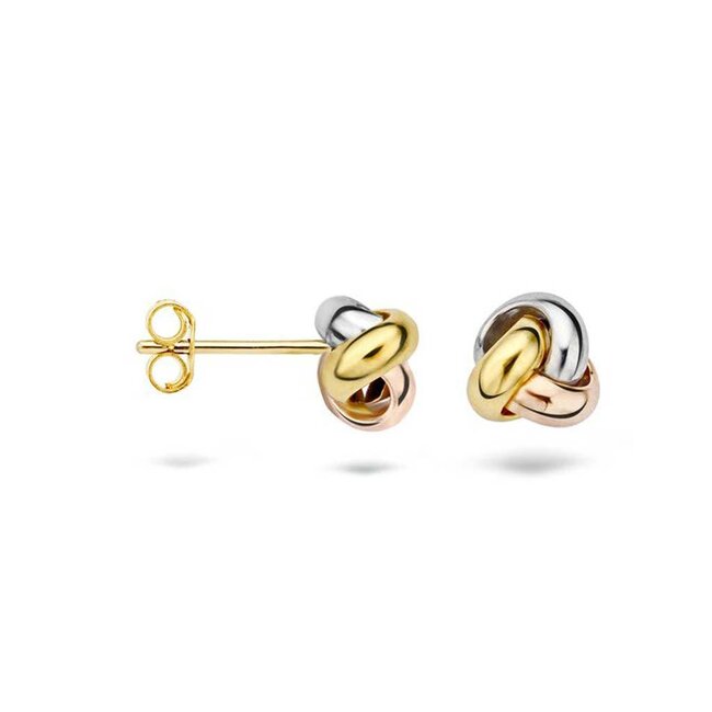 Blush Blush Oorbellen 7157WYR Oorstekers 14k Tri-color Goud Knoop 6.7mm