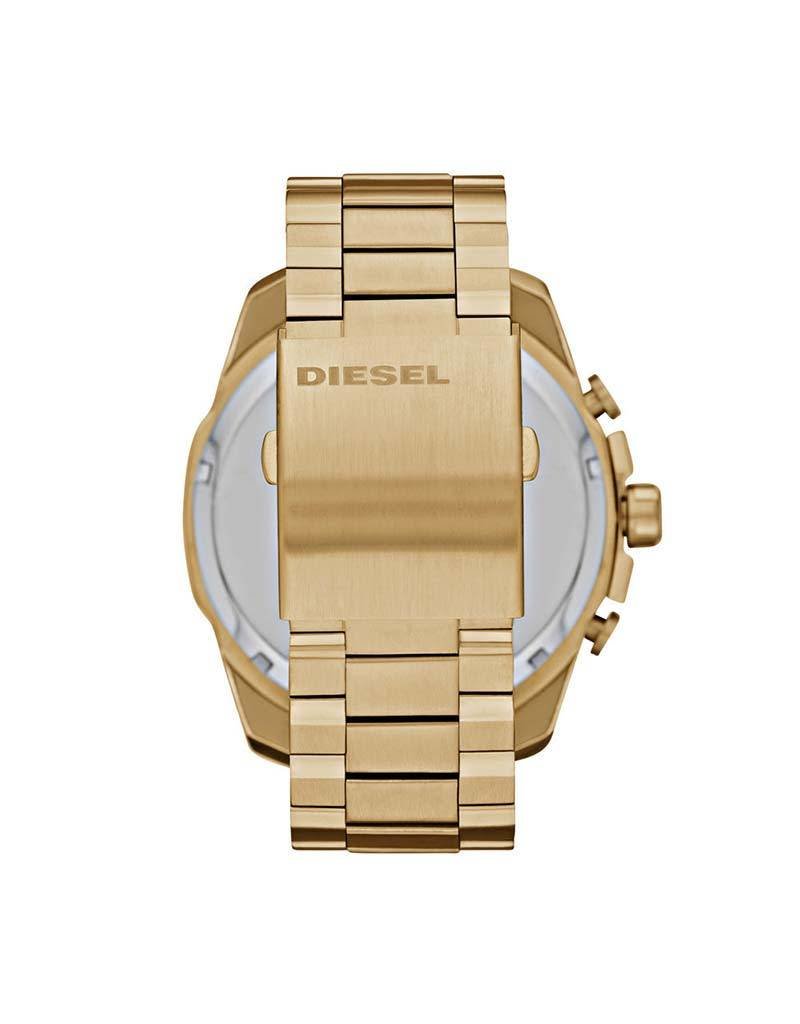 Diesel Diesel Heren Horloge DZ4360 Staal met Geelgouden Plating Mega Chief Quartz Chronograaf