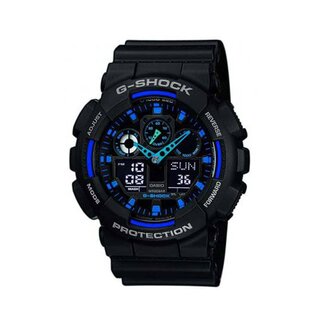 Casio G-Shock Casio G-Shock Horloge GA-100-1A2ER Kunststof Zwart Blauw Analoog Digitaal 55mm