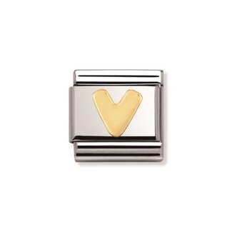 Nomination Nomination Schakel 030101-22 Composable Classic Staal met 18k Geelgouden Letter V