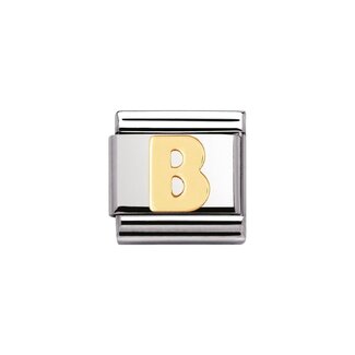 Nomination Nomination Schakel 030101-02 Composable Classic Staal met 18k Geelgouden Letter B
