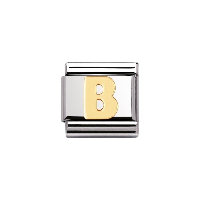 Nomination Nomination Schakel 030101-02 Composable Classic Staal met 18k Geelgouden Letter B