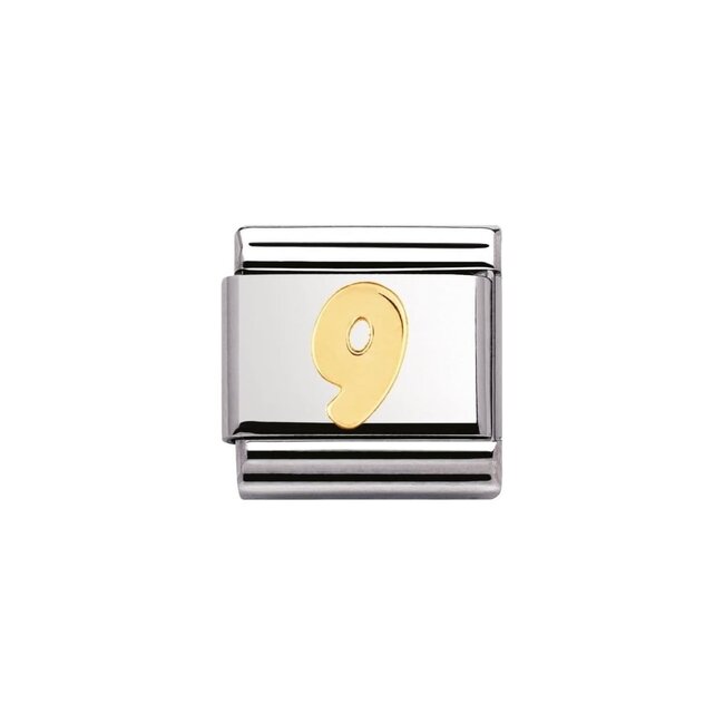 Nomination Nomination Schakel 030102-09 Composable Classic Staal met 18k Geelgouden Cijfer 9
