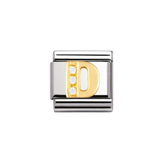 Nomination Nomination Schakel 030301-04 Composable Classic Staal met 18k Geelgouden Letter D met Zirkonia