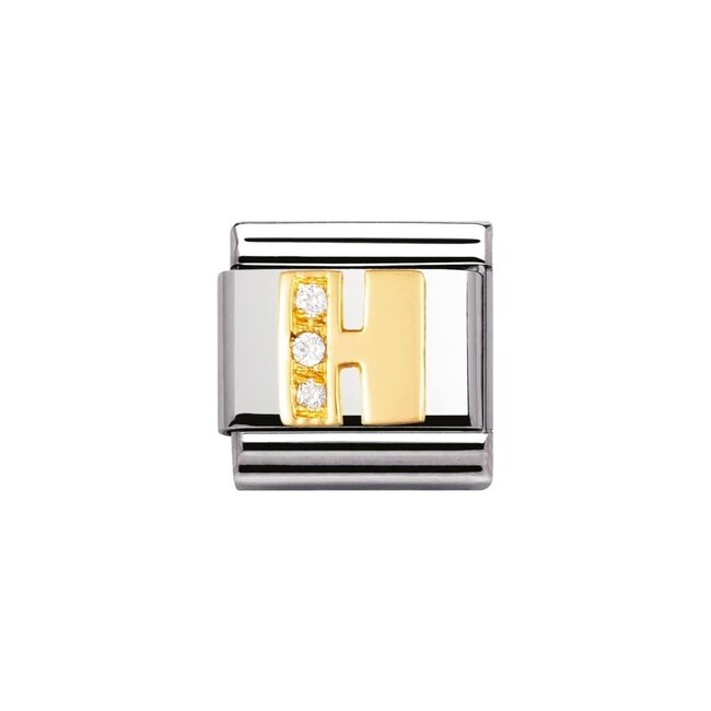 Nomination Nomination Schakel 030301-08 Composable Classic Staal met 18k Geelgouden Letter H met Zirkonia
