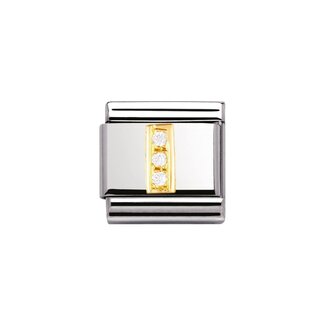 Nomination Nomination Schakel 030301-09 Composable Classic Staal met 18k Geelgouden Letter I met Zirkonia