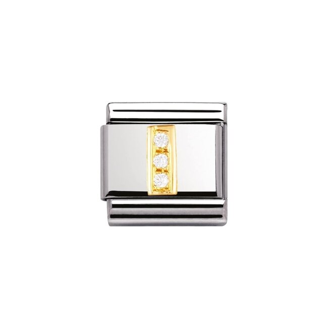 Nomination Nomination Schakel 030301-09 Composable Classic Staal met 18k Geelgouden Letter I met Zirkonia