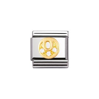 Nomination Nomination Schakel 030301-15 Composable Classic Staal met 18k Geelgouden Letter O met Zirkonia