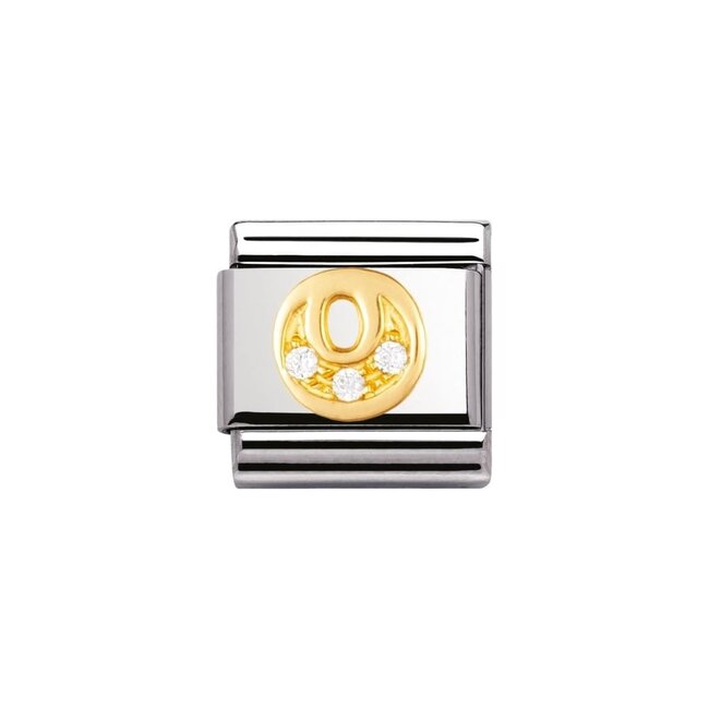 Nomination Nomination Schakel 030301-15 Composable Classic Staal met 18k Geelgouden Letter O met Zirkonia