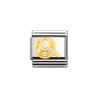 Nomination Nomination Schakel 030301-17 Composable Classic Staal met 18k Geelgouden letter Q met Zirkonia