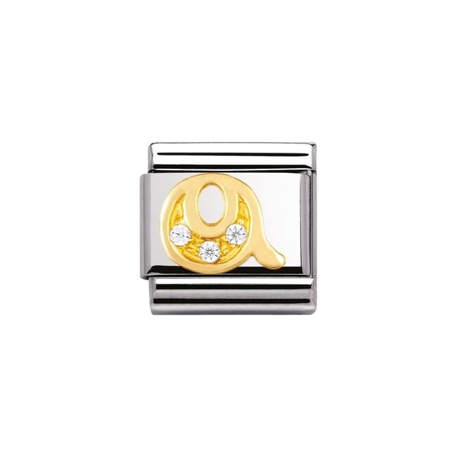 Nomination Nomination Schakel 030301-17 Composable Classic Staal met 18k Geelgouden letter Q met Zirkonia