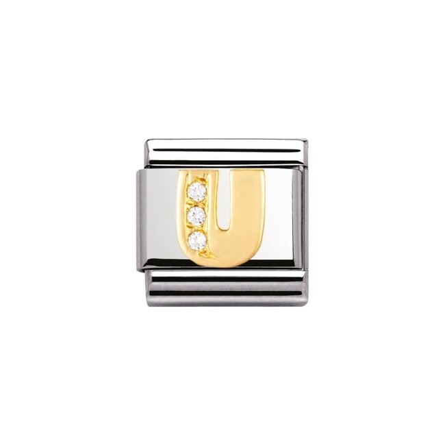 Nomination Nomination Schakel 030301-21 Composable Classic Staal met 18k Geelgouden Letter U met Zirkonia