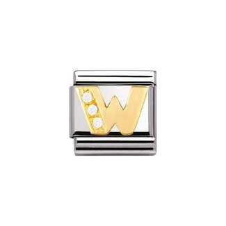 Nomination Nomination Schakel 030301-23 Composable Classic Staal met 18k Geelgouden Letter W met Zirkonia