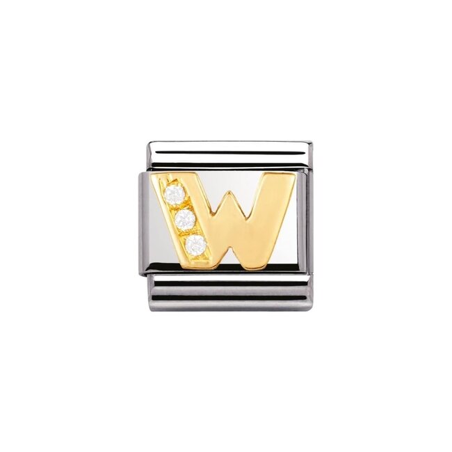Nomination Nomination Schakel 030301-23 Composable Classic Staal met 18k Geelgouden Letter W met Zirkonia