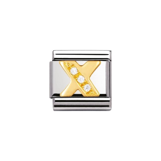 Nomination Nomination Schakel 030301-24 Composable Classic Staal met 18k Geelgouden Letter X met Zirkonia