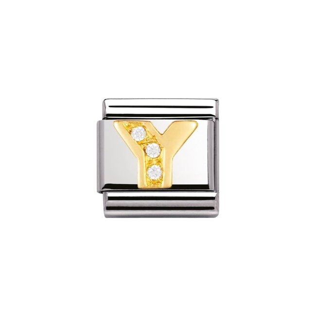 Nomination Nomination Schakel 030301-25 Composable Classic Staal met 18k Geelgouden letter Y met Zirkonia